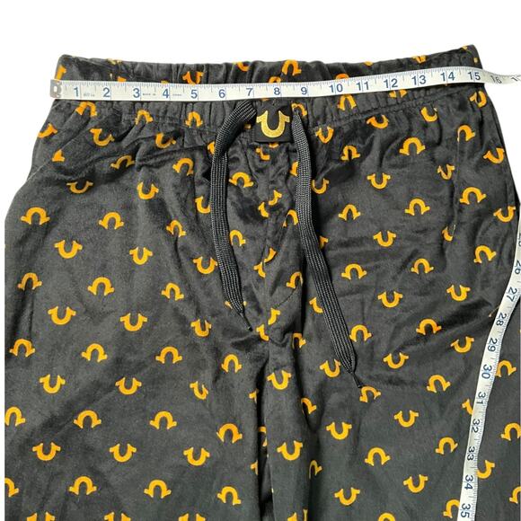 True Religion Men’s Large Lounge Pants Black Logo Print Drawstring Sleep Pants - Picture 5 of 9